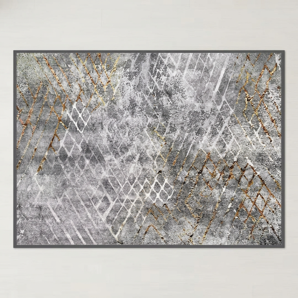 Slate & Gold Abstract Rug